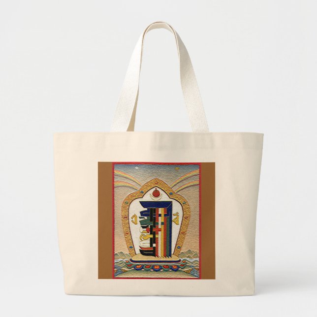 Bolsa Tote Grande Saco do símbolo da mantra de Kalachakra (Frente)