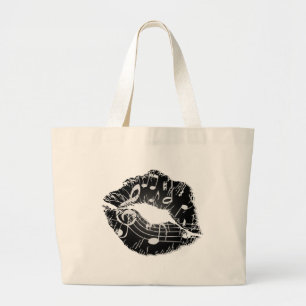 Bolsa Tote Grande Saco dos lábios da música