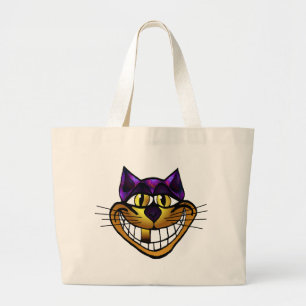 Bolsa Tote Grande Saco dourado do gato de Cheshire