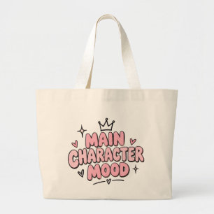 Bolsa Tote Grande Saco Estético Rosa Fofo Humor de Personagem Princi