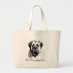 Bolsa Tote Grande Saco feliz da cara do Mastiff