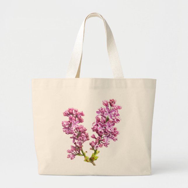 Bolsa Tote Grande Saco - Flores de Lilás (Frente)