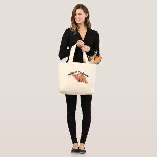 Bolsa Tote Grande Saco grande com desenho de croissant