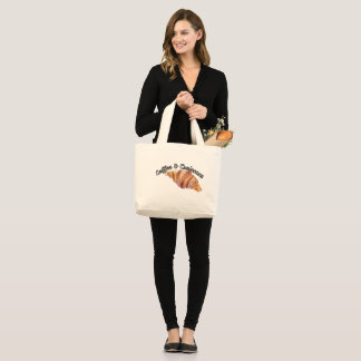 Bolsa Tote Grande Saco grande com desenho de croissant