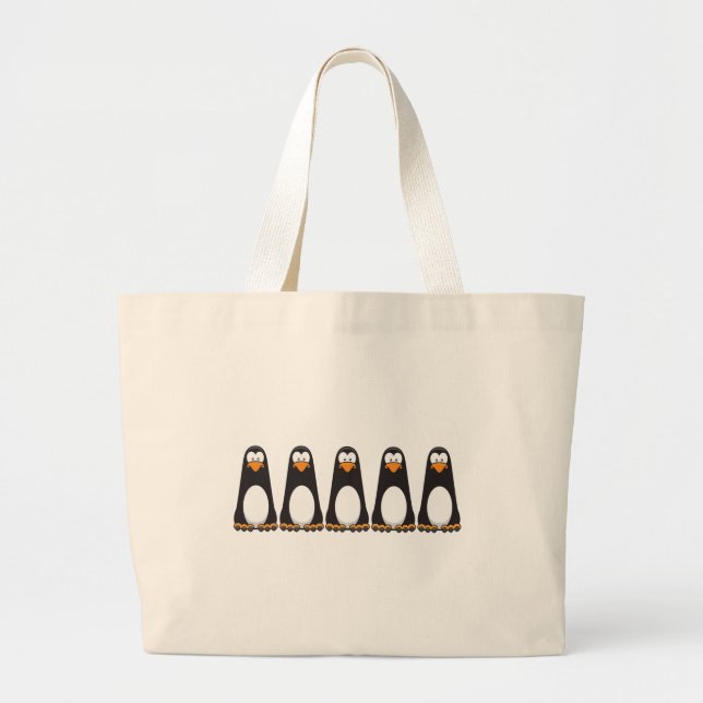 Bolsa Tote Grande Saco pensativo dos pinguins de Lotsa (Frente)