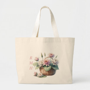 Bolsa Tote Grande Saco Personalizado de Lírio de Água de Julho