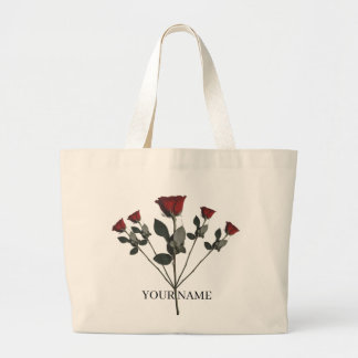 Bolsa Tote Grande Saco Personalizado Três Rosas Vermelhas | Personal