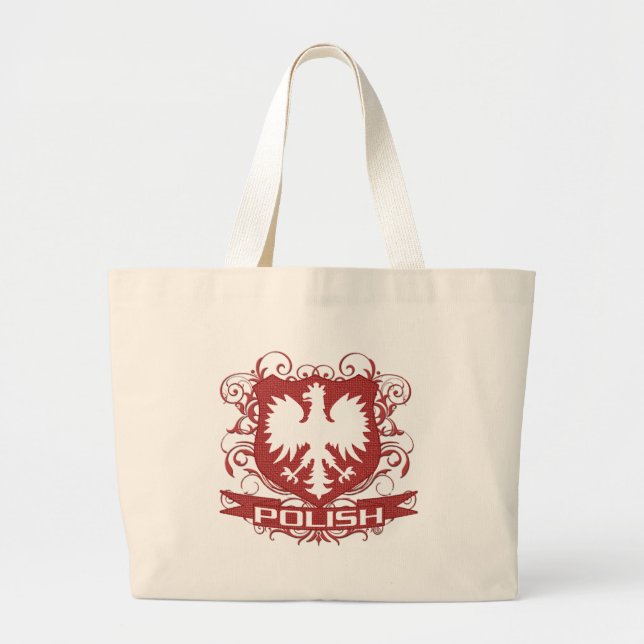 Bolsa Tote Grande Saco polonês da crista de Eagle (Frente)