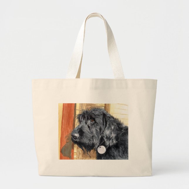 Bolsa Tote Grande Saco preto de Labradoodle #1 (Frente)