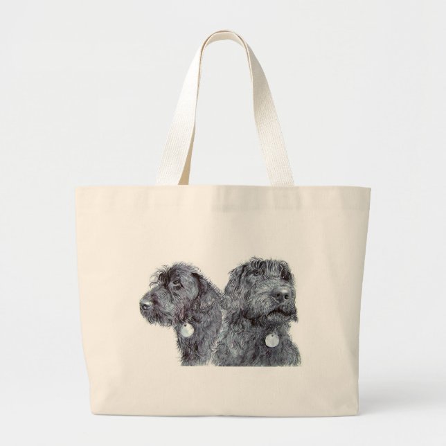 Bolsa Tote Grande Saco preto de Labradoodles (Frente)