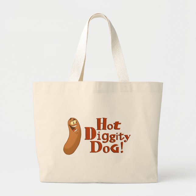 Bolsa Tote Grande Saco quente do cão de Diggity (Frente)