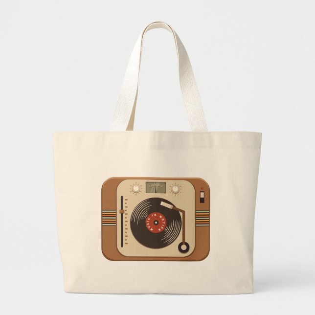 Bolsa Tote Grande Saco Retro Vinil Turntable Tote (Frente)