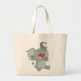 Bolsa Tote Grande Saco sonolento bonito do elefante dos desenhos