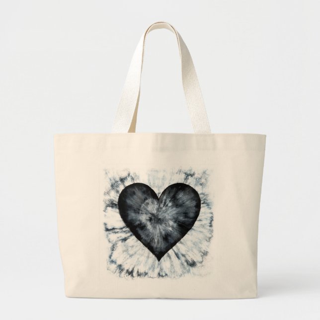 Bolsa Tote Grande Saco Tie-Dye Heart Tote com mensagem oculta (Frente)