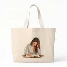 Saco Tote Ilustração de Mulher Estética Escrevendo
