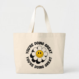 Bolsa Tote Grande Saco Tote Motivacional Retro Sorridente - Vibração