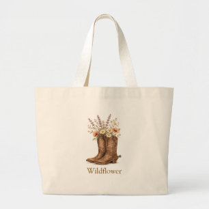 Bolsa Tote Grande Saco Tote Ocidental Botas Florais Nome Personaliza