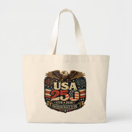 Bolsa Tote Grande Saco Tote Patriótico Águia Careca EUA 250 1776-202