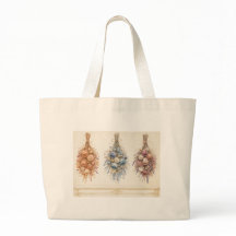 Saco Tote Trio de Flores Secas Francês Elegante