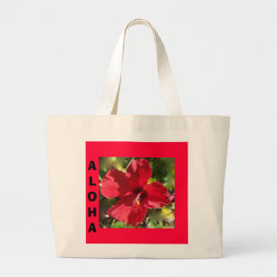 Bolsa Tote Grande Saco-totebag do Hibiscus Vermelho do Havaí