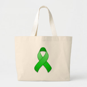 Bolsa Tote Grande Saco verde da fita da consciência