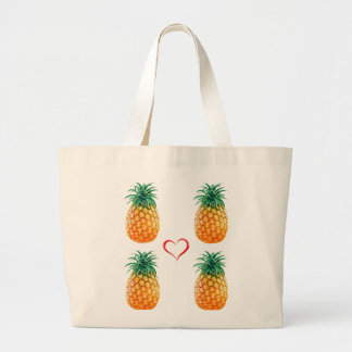 Bolsa Tote Grande Sacola amarela madura bonito do abacaxi