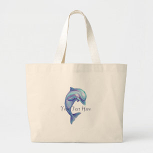 Bolsa Tote Grande Sacola azul do golfinho