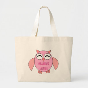 Bolsa Tote Grande Sacola bonito da coruja da mensagem do amor