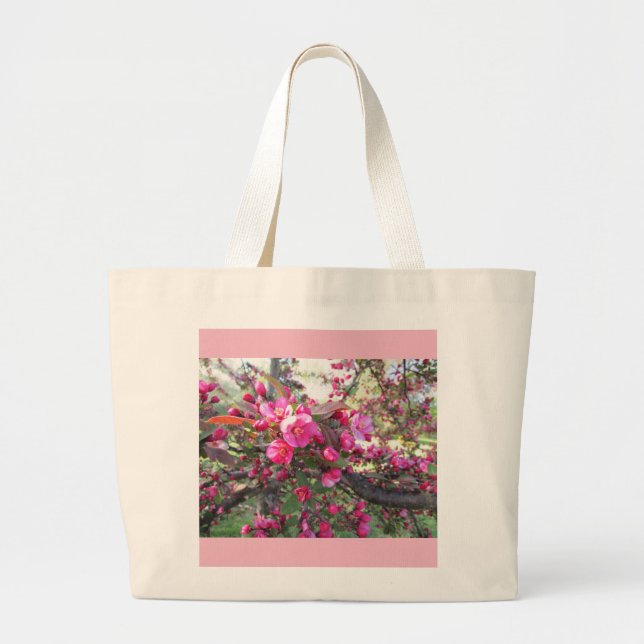 Bolsa Tote Grande Sacola cor-de-rosa de florescência (Frente)
