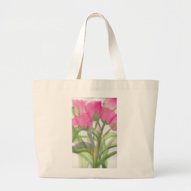 Bolsa Tote Grande Sacola cor-de-rosa do jumbo da tulipa (Frente)