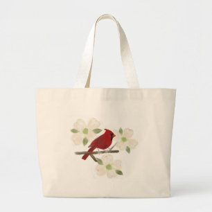 Bolsa Tote Grande Sacola da aguarela do cardeal e do Dogwood
