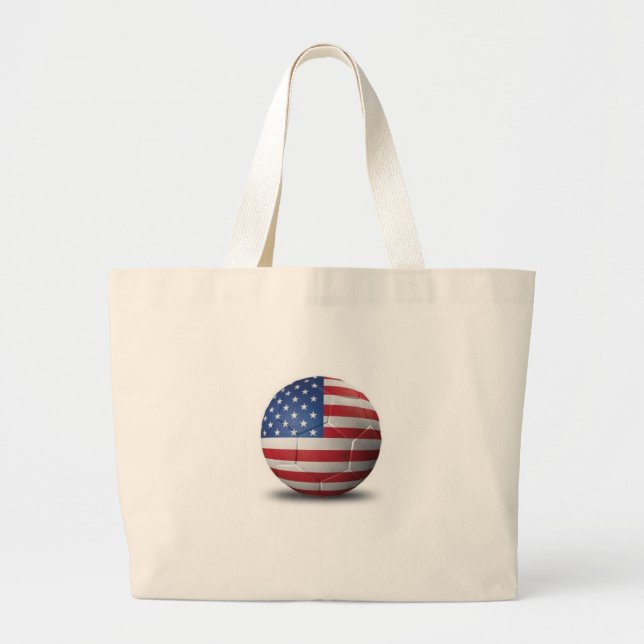 Bolsa Tote Grande Sacola da bola de futebol da bandeira americana (Frente)