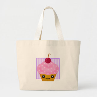 Bolsa Tote Grande Sacola da cereja do cupcake de Kawaii