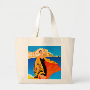 Bolsa Tote Grande Sacola da praia: "Riviera francês "
