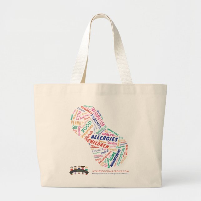 Bolsa Tote Grande Sacola das alergias de comida do meu miúdo (Frente)