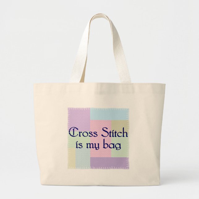 Bolsa Tote Grande Sacola de Crosstitch (Frente)