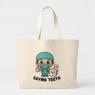 BOLSA TOTE GRANDE SACOLA DE DENTISTA ENGRAÇADO: SALVANDO DENTES