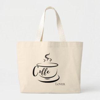 Bolsa Tote Grande Sacola de Lona de Amante de Café Minimalista com X