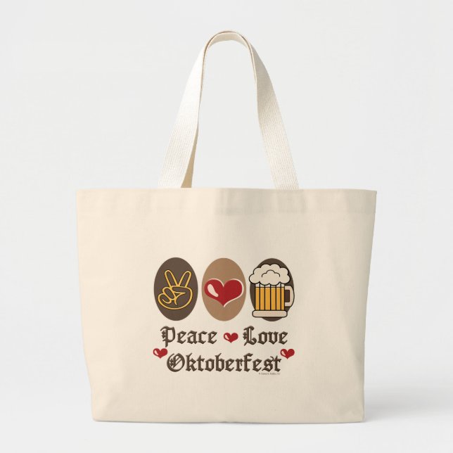 Bolsa Tote Grande Sacola de Oktoberfest do amor da paz (Frente)