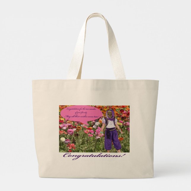 Bolsa Tote Grande sacola de viagem jumbo. Parabéns. ocelot/gênio (Verso)