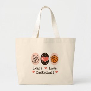 Bolsa Tote Grande Sacola do basquetebol do amor da paz