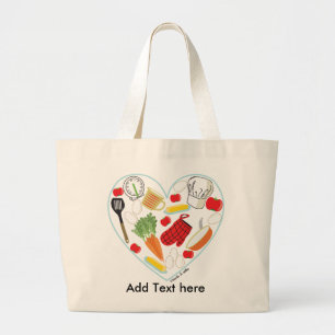 Bolsa Tote Grande Sacola do coração do cozinhar