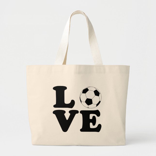 Bolsa Tote Grande Sacola do futebol do amor (Frente)
