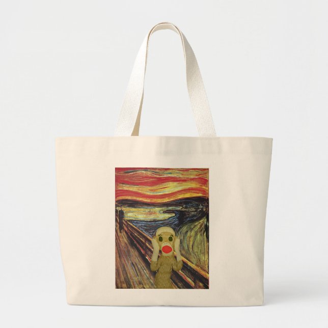 Bolsa Tote Grande Sacola do gritar do macaco da peúga (Frente)