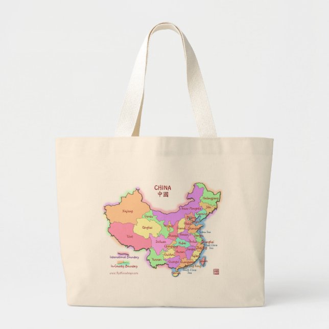 Bolsa Tote Grande Sacola do mapa de China (Frente)