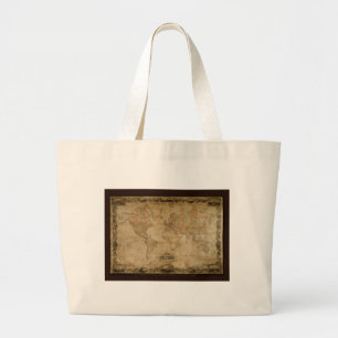 Bolsa Tote Grande Sacola do mapa do mundo do vintage de Coltons