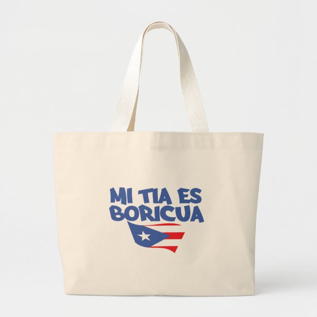 Bolsa Tote Grande Sacola do MI Tia Es Boricua (Frente)