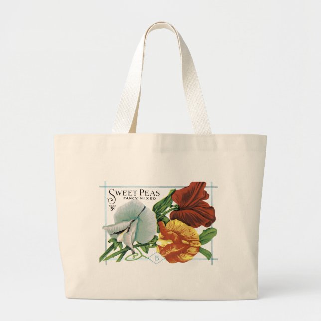 Bolsa Tote Grande Sacola do pacote da semente de ervilhas doces do (Frente)