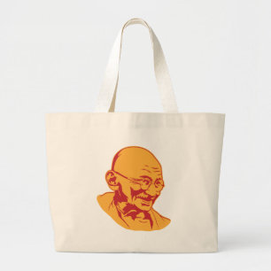 Bolsa Tote Grande Sacola do retrato de Mahatma Gandhi