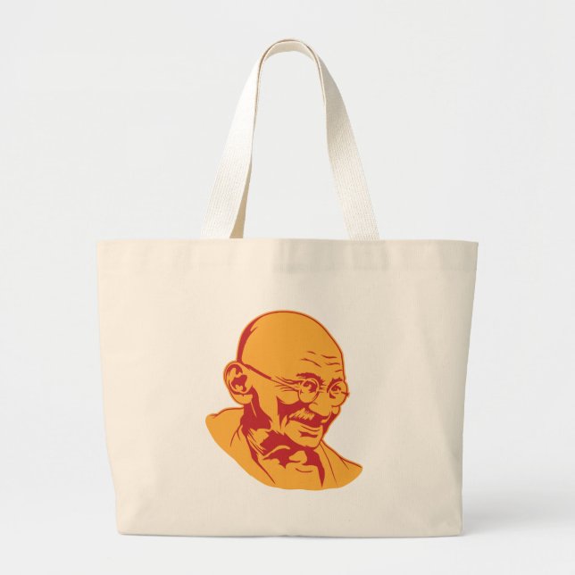 Bolsa Tote Grande Sacola do retrato de Mahatma Gandhi (Frente)